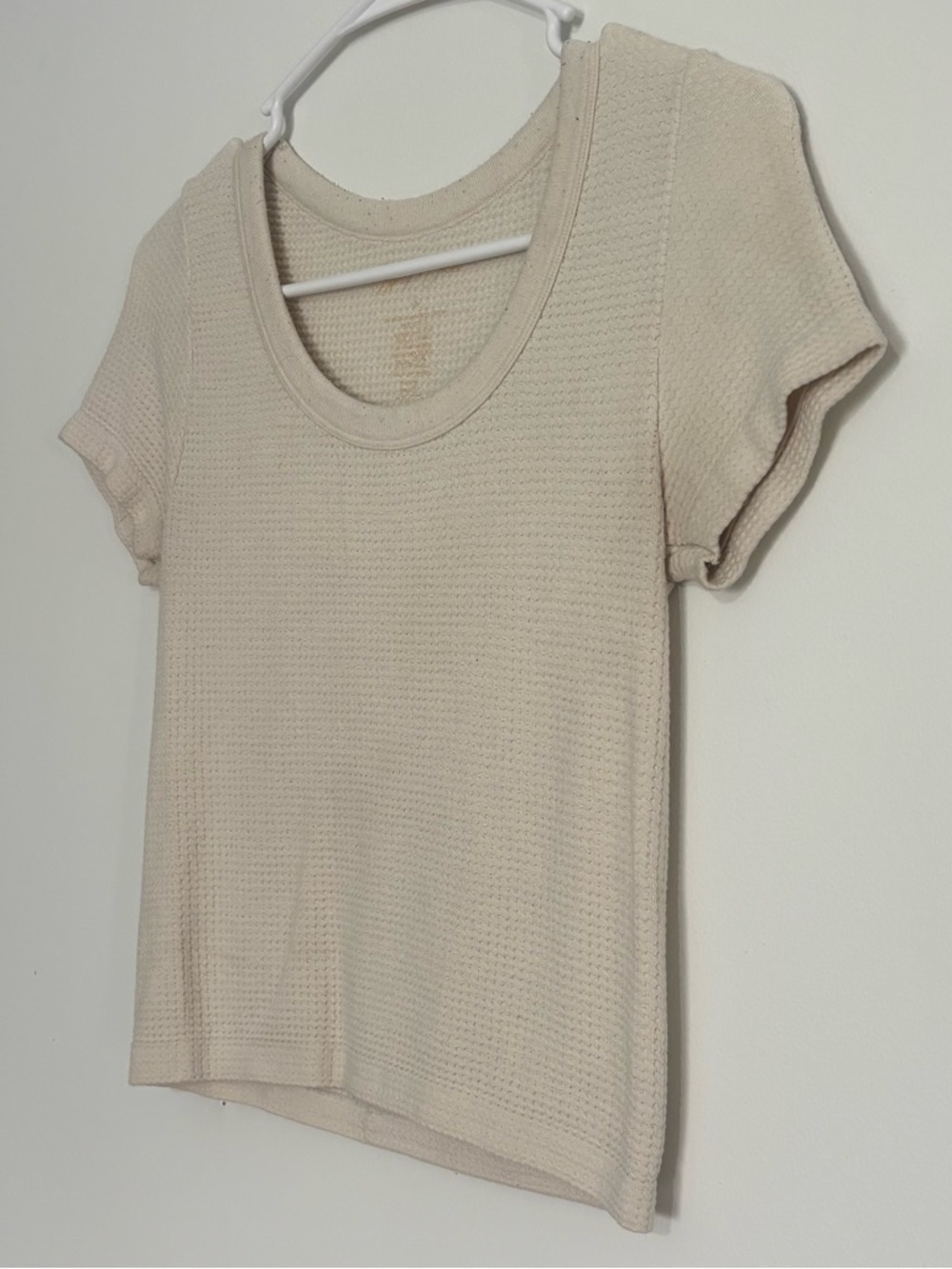 Gypsy & Jade Cream Waffle Knit Top | Size S/M | Soft Textured Tee